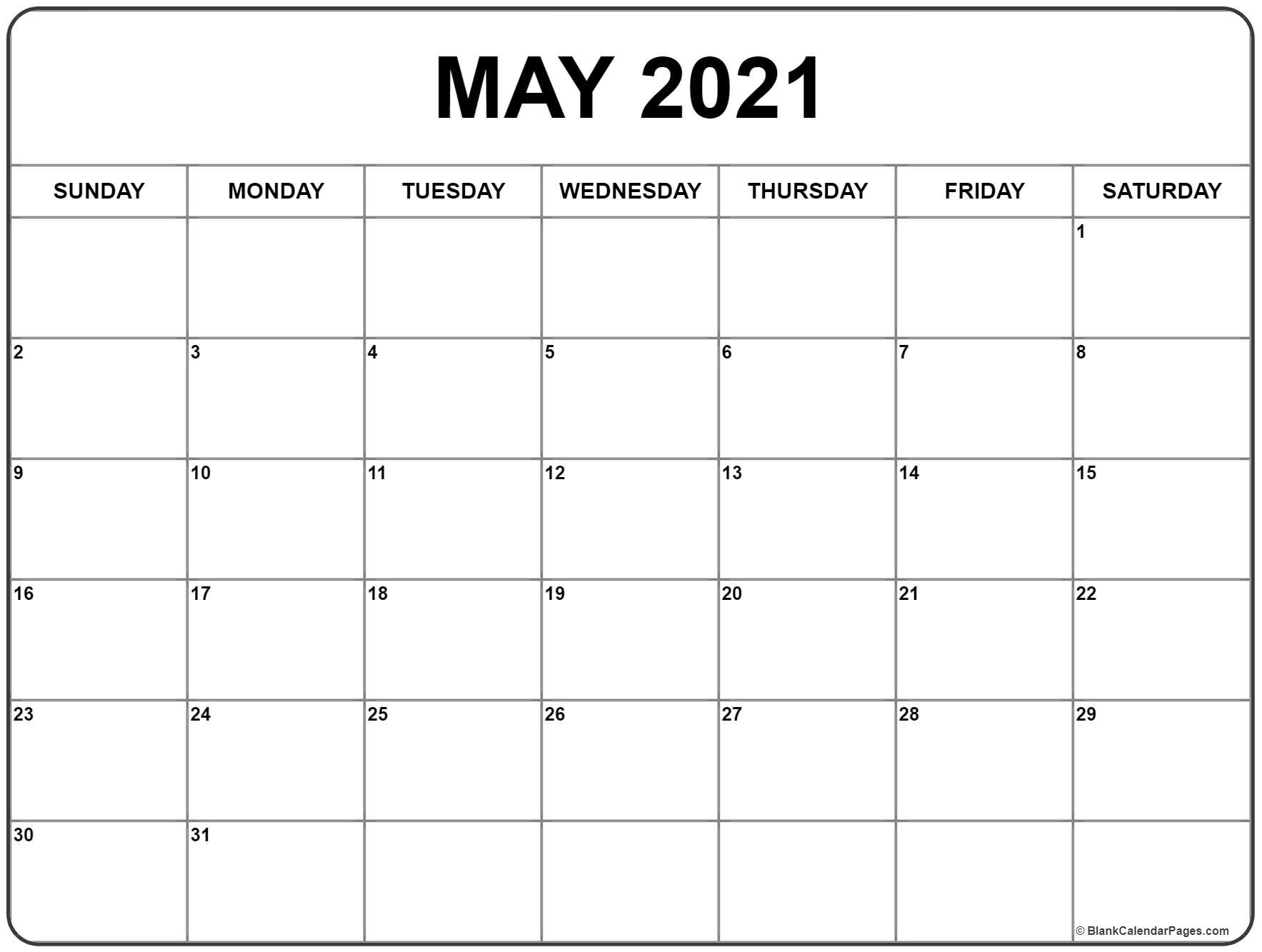 Calendar May 2021 Printable May 2021 Calendar