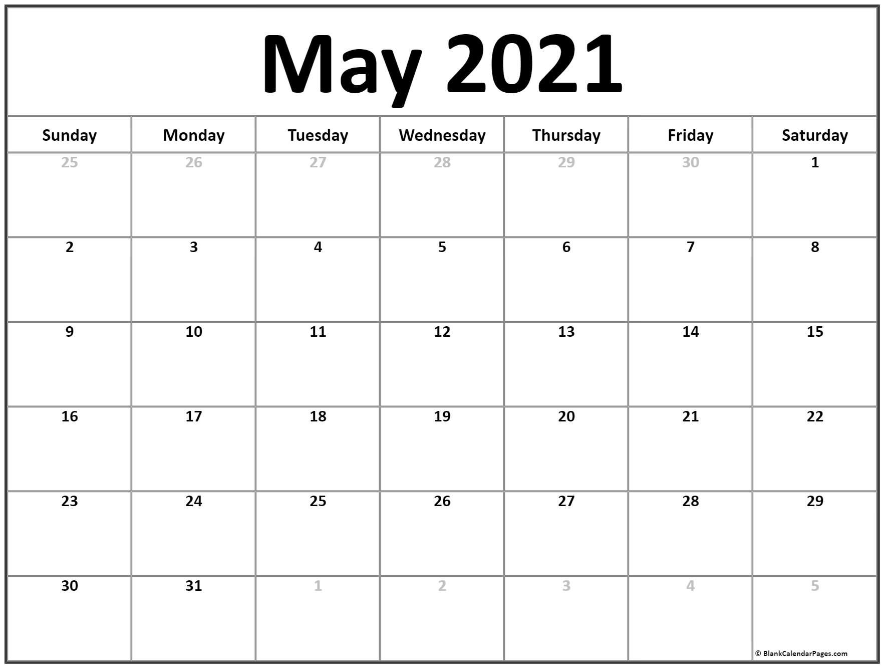 Calendar Month May 2021 May 2021 Calendar