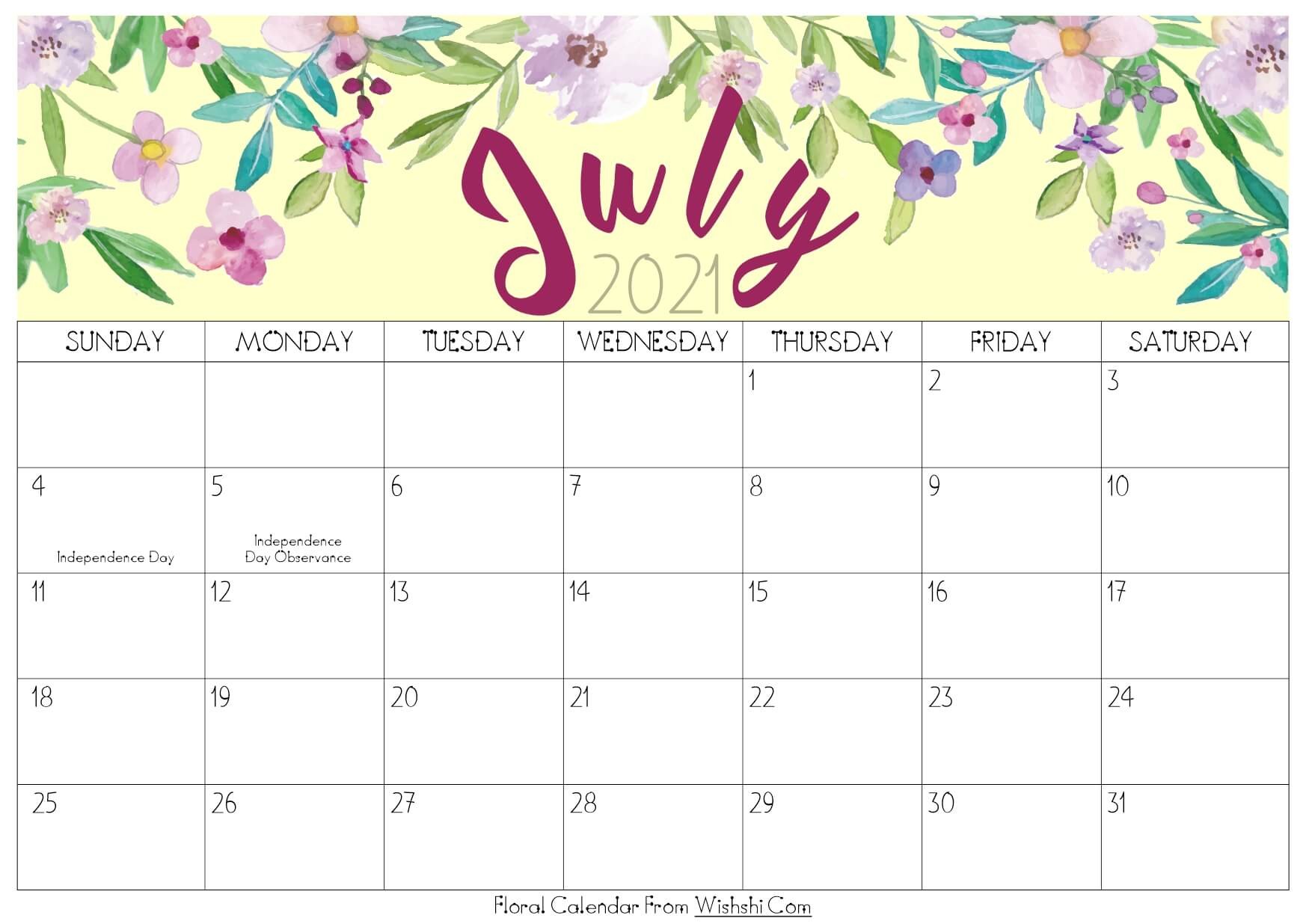 july 2021 calendar cute