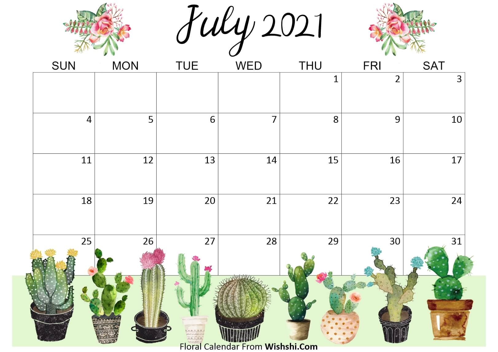 july 2021 calendar cute
