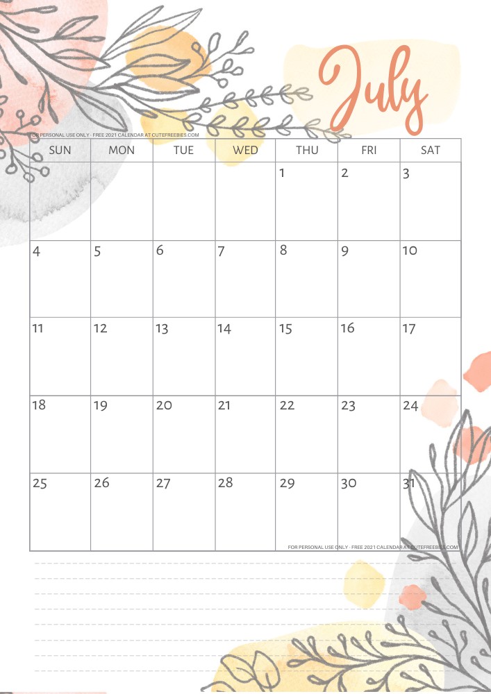 july 2021 calendar pretty printable template