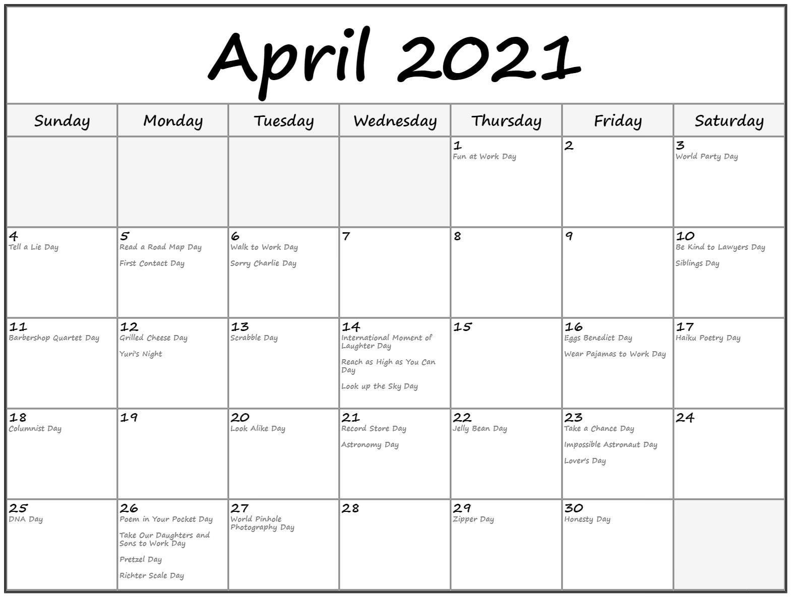 Daily Calendar April 2021 April 2021 Daily Calendar Free Printable Calendar Templates