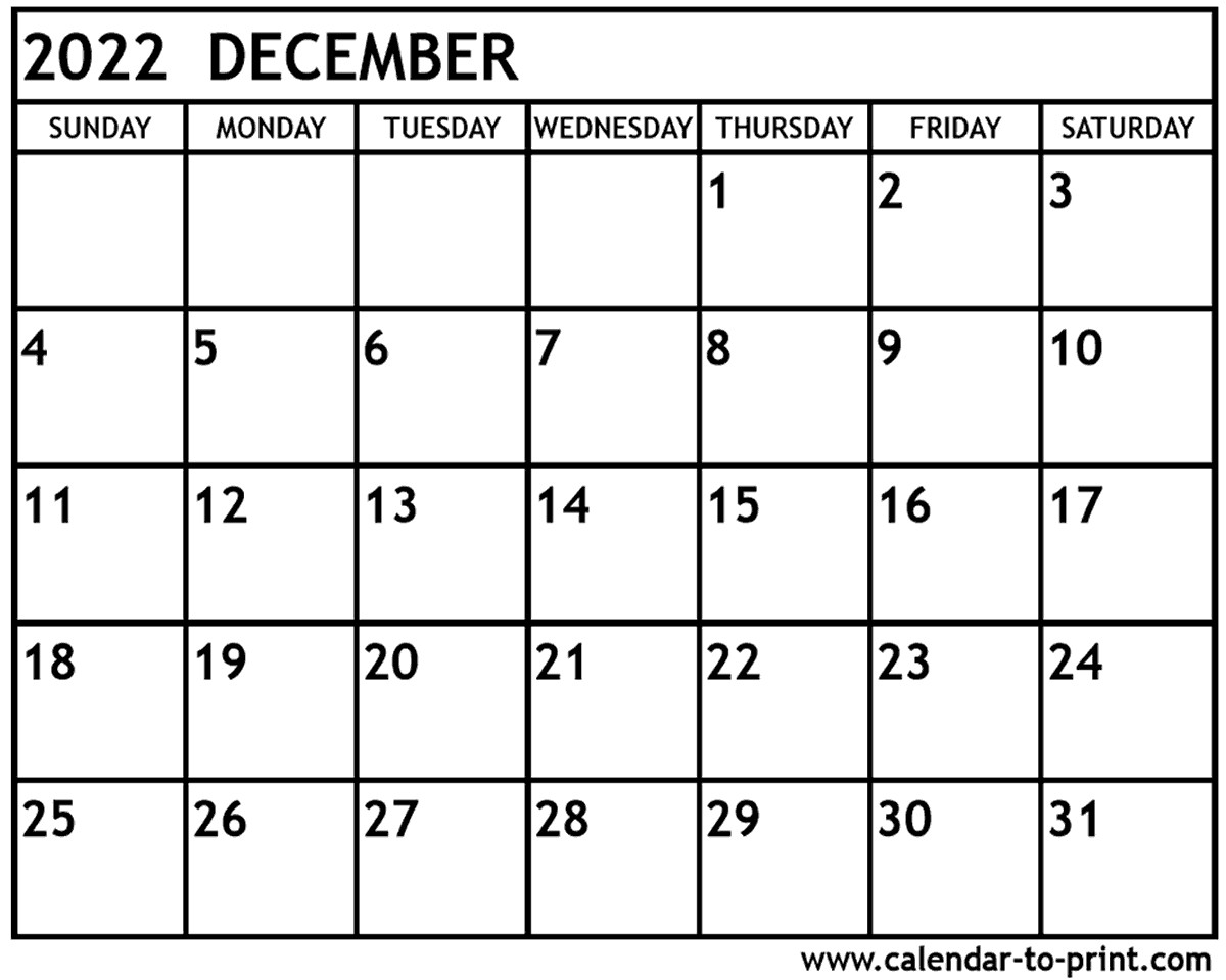 december 2022 calendar