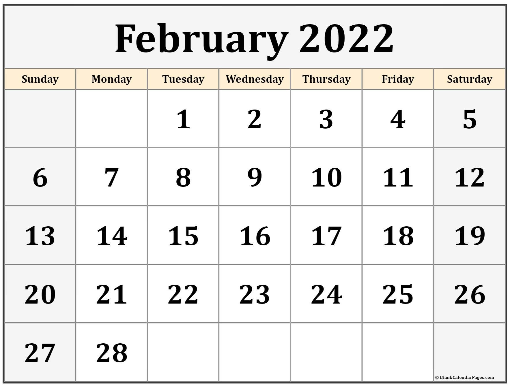 February 2022 Printable Calendar Free Printable Calendar Monthly