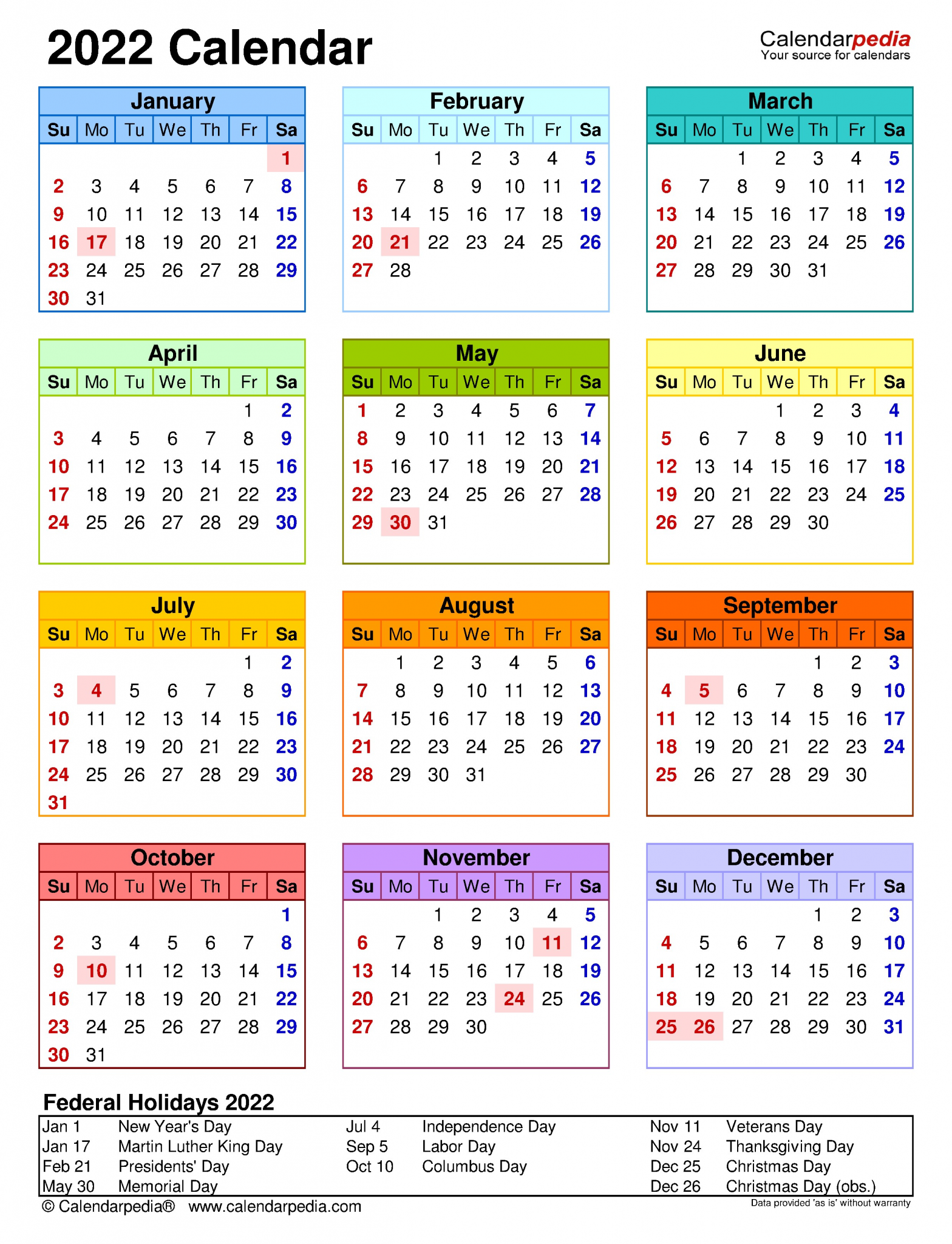2022 calendar pdf templates