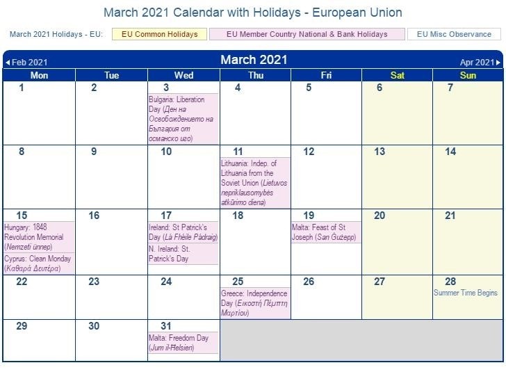 Govt Holidays In March 2021 Government Holidays In March 2021 Free Printable Calendar