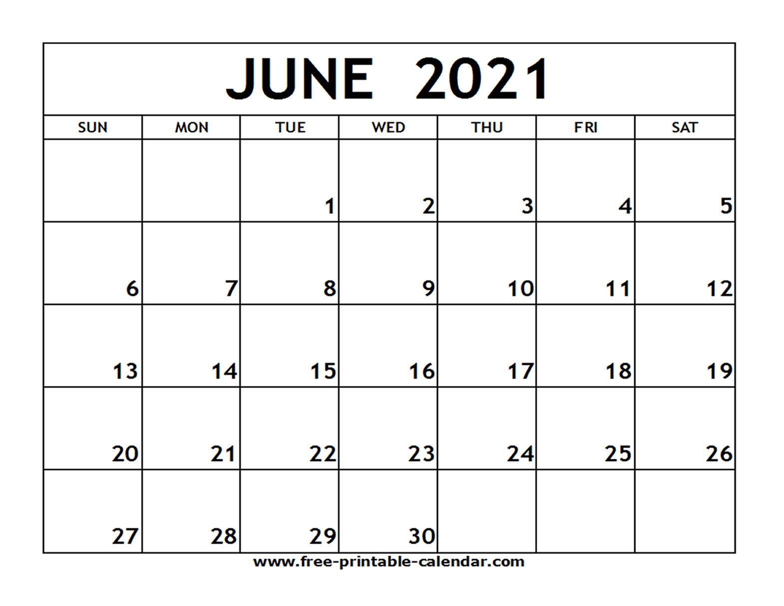 June 2021 Blank Calendar June 2021 Printable Calendar Free Printable Calendar