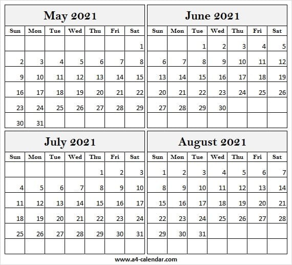 May to August 2021 Calendar Jpg 2021 May to Aug Calendar Vertical 2021 May Calendar Excel