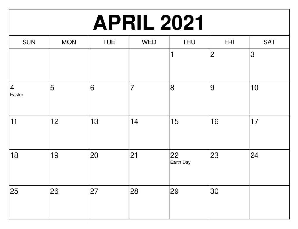 calendar april 2021 with holidays