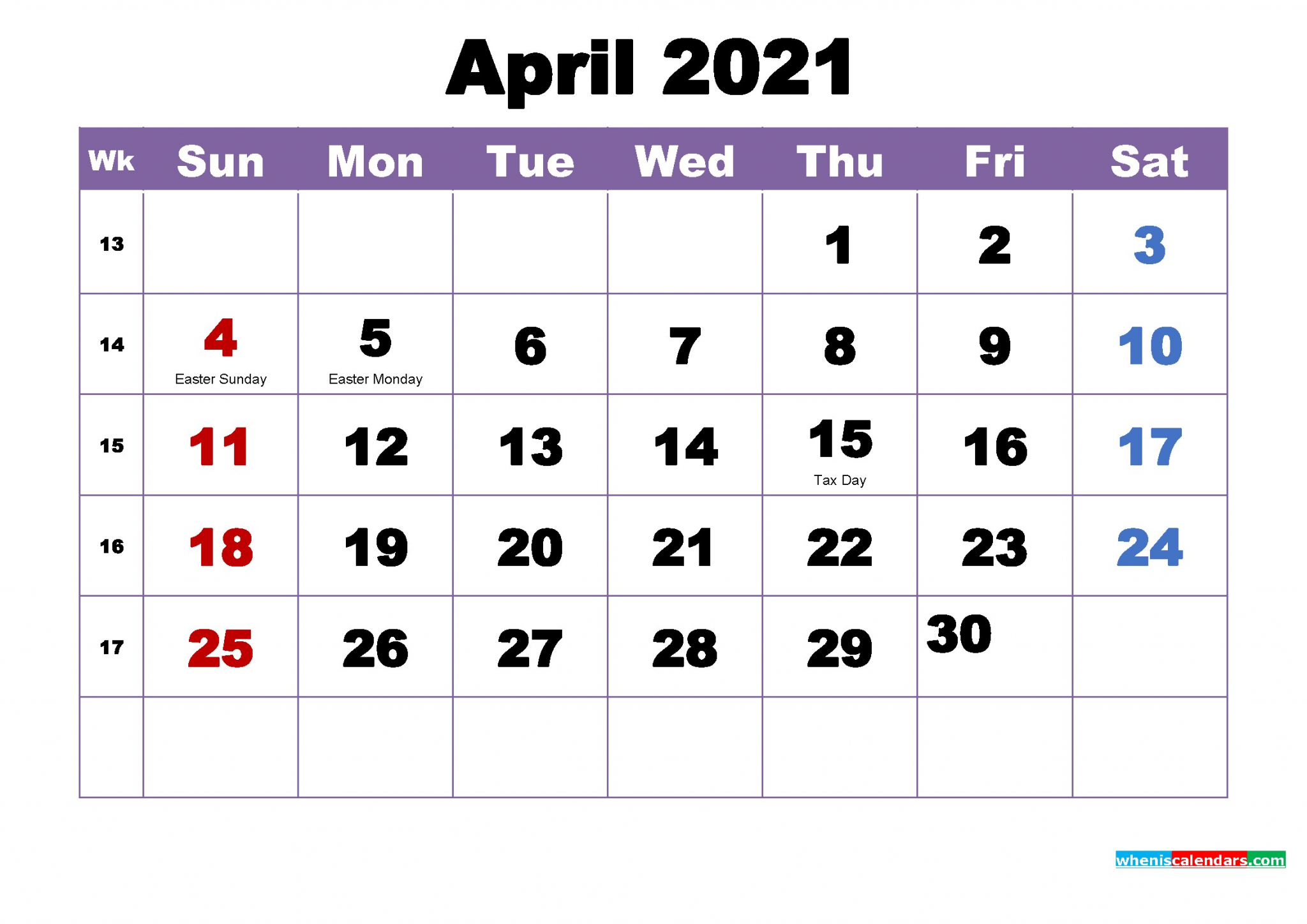 free april 2021 monthly calendar printable holidays arialblk 5 m21h52