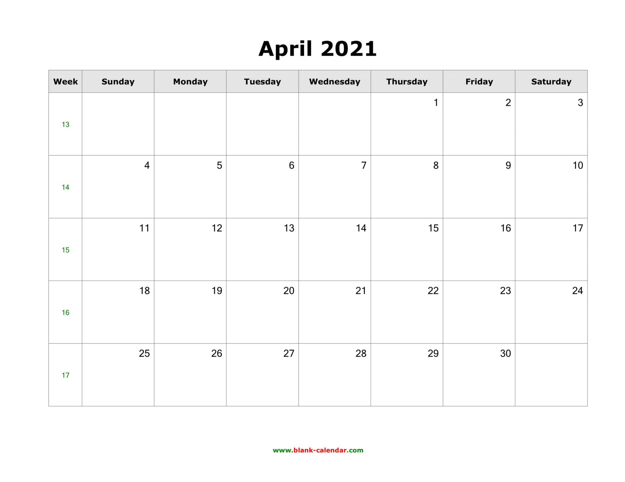 Printable Calendar Apr 2021 Free Print 2021 Calendars without Downloading
