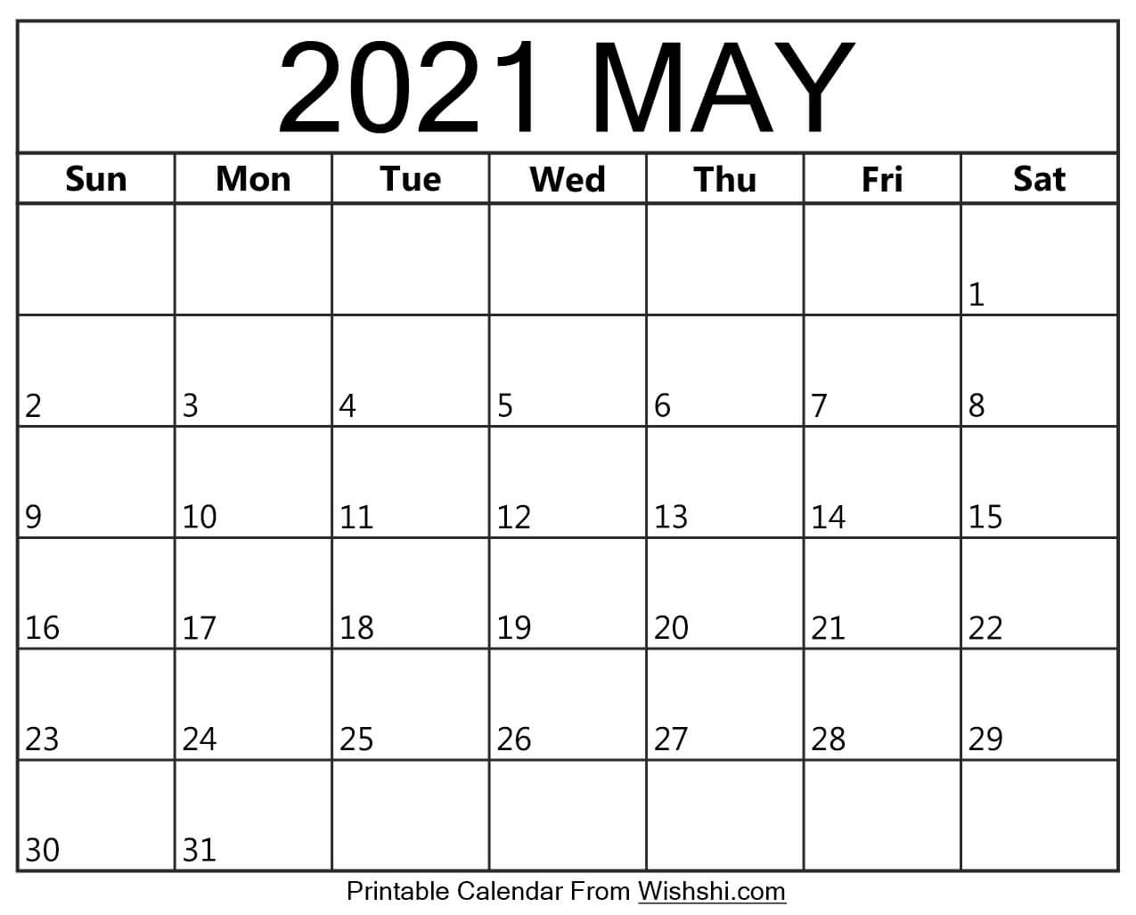 may 2021 calendar