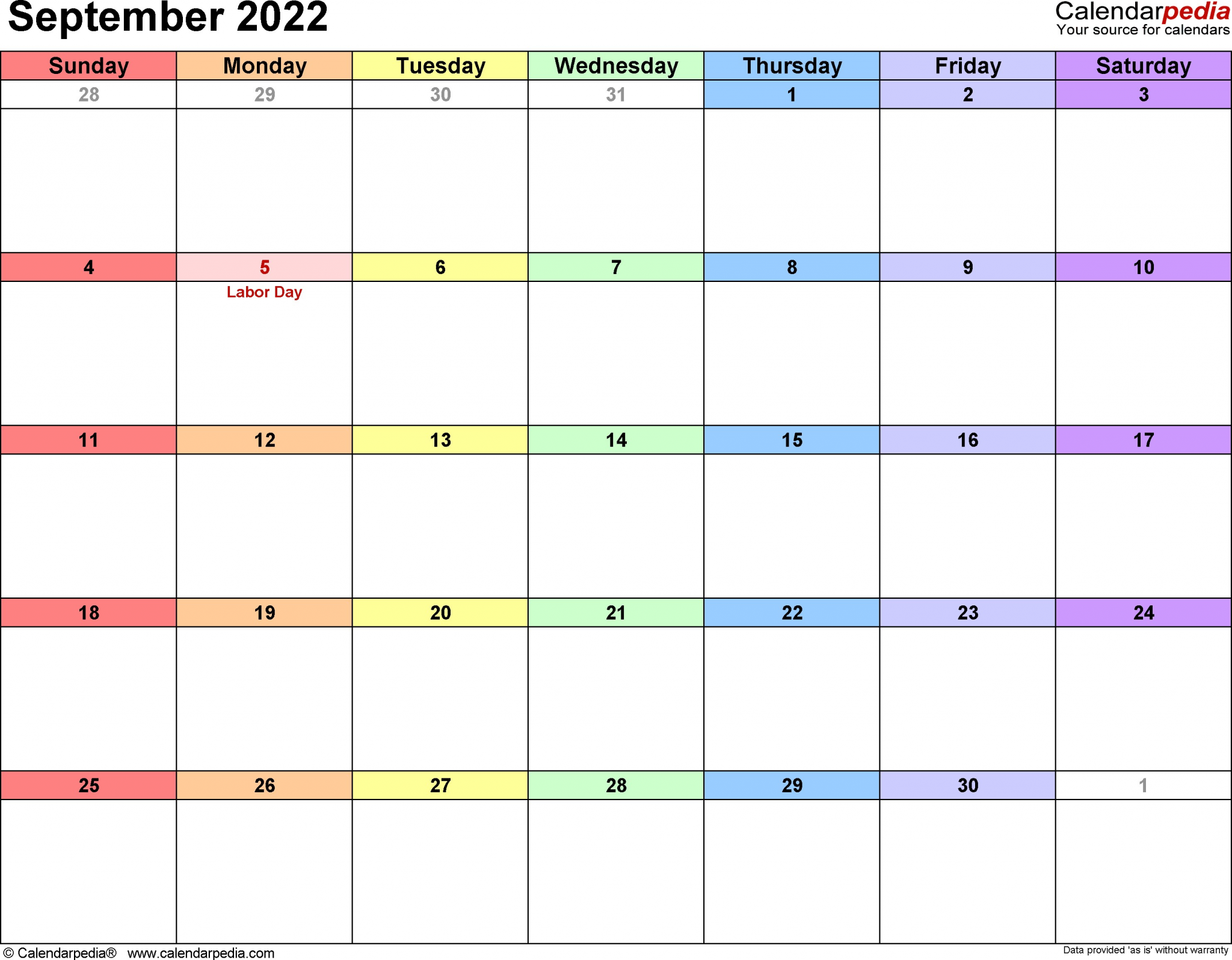 september 2022 calendar