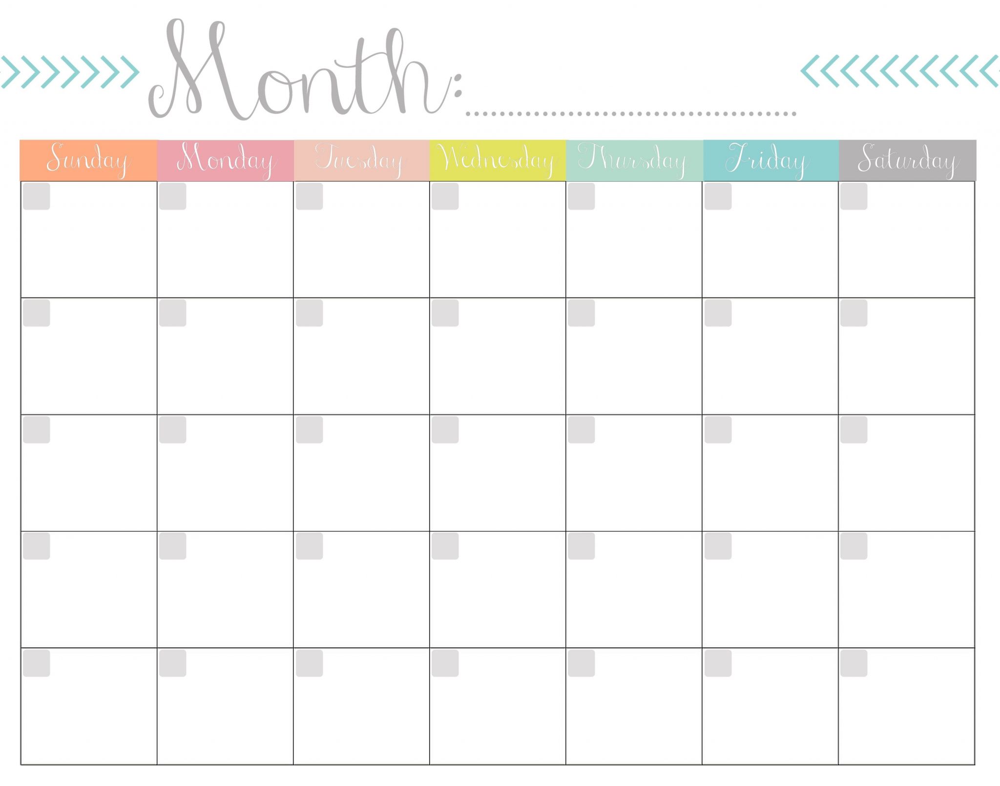 blank monthly calender
