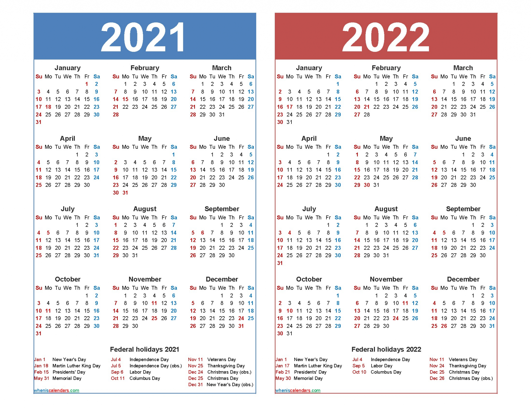 calendar template 2021 2022