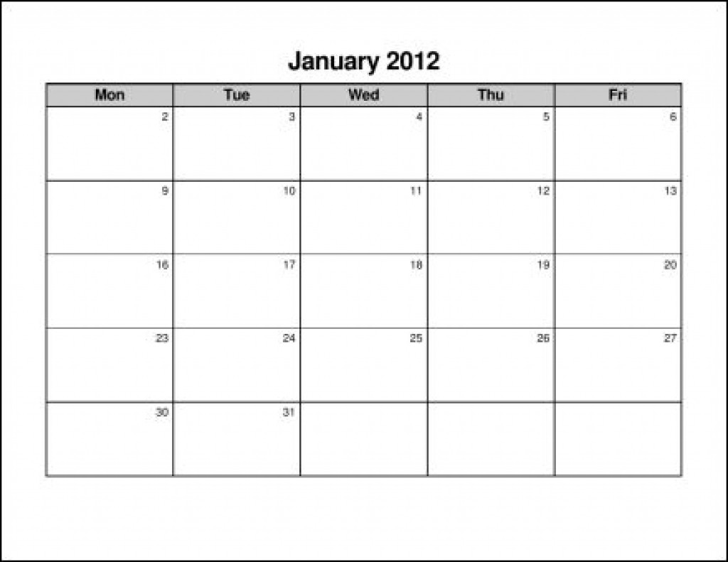 printable calendar monday to friday