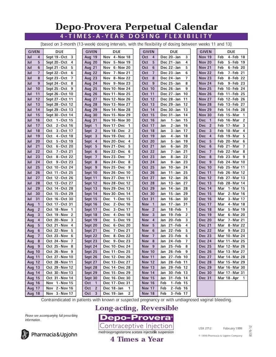 Printable Depo Provera Schedule why is August Not On Free Printable