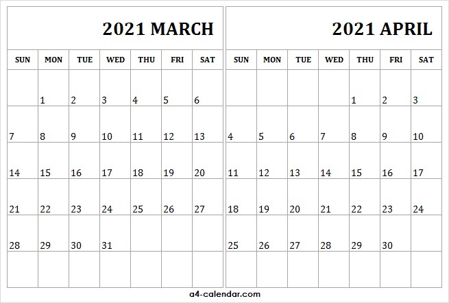 mar apr 2021 calendar template