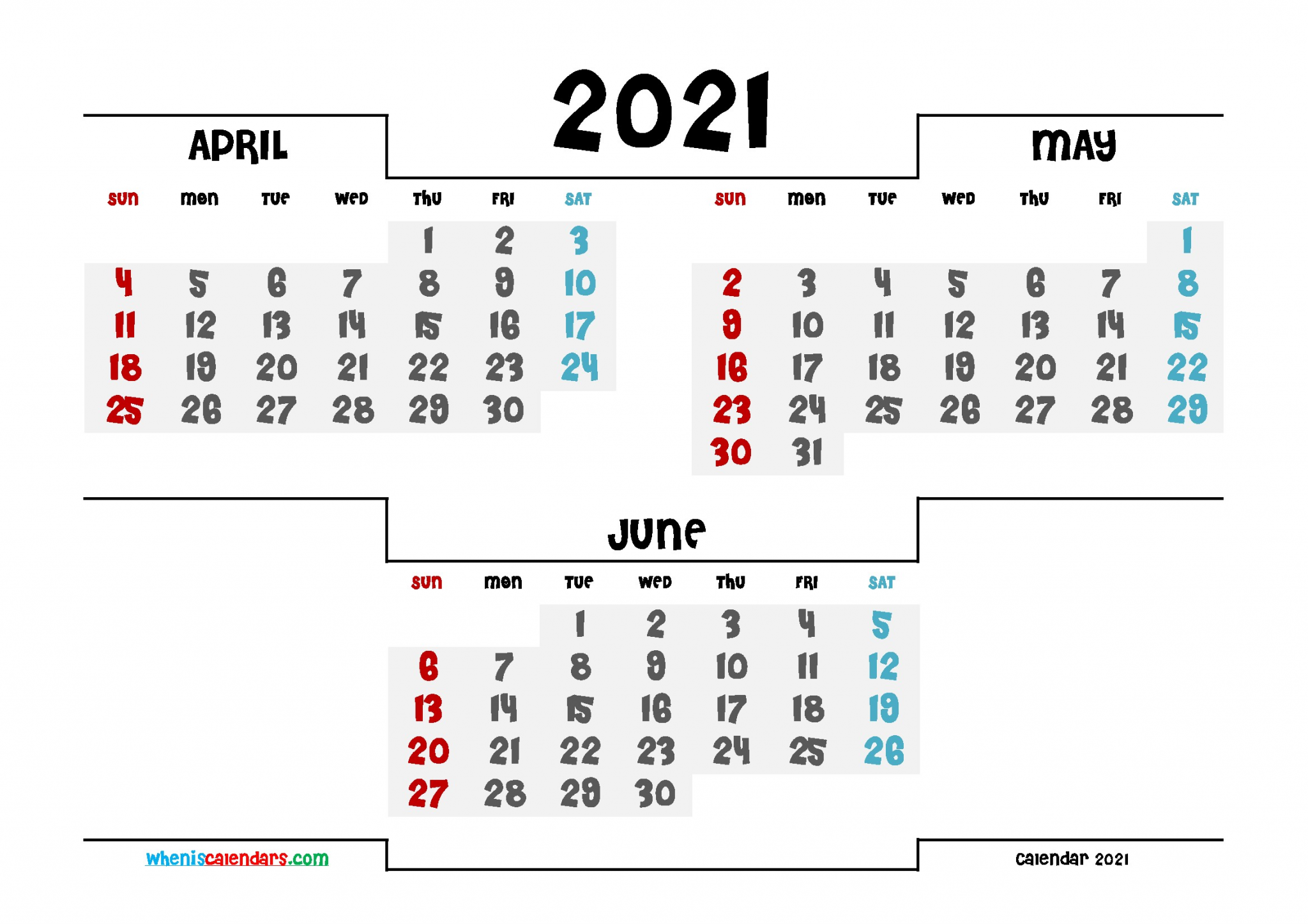 april may june 2021 calendar printable free