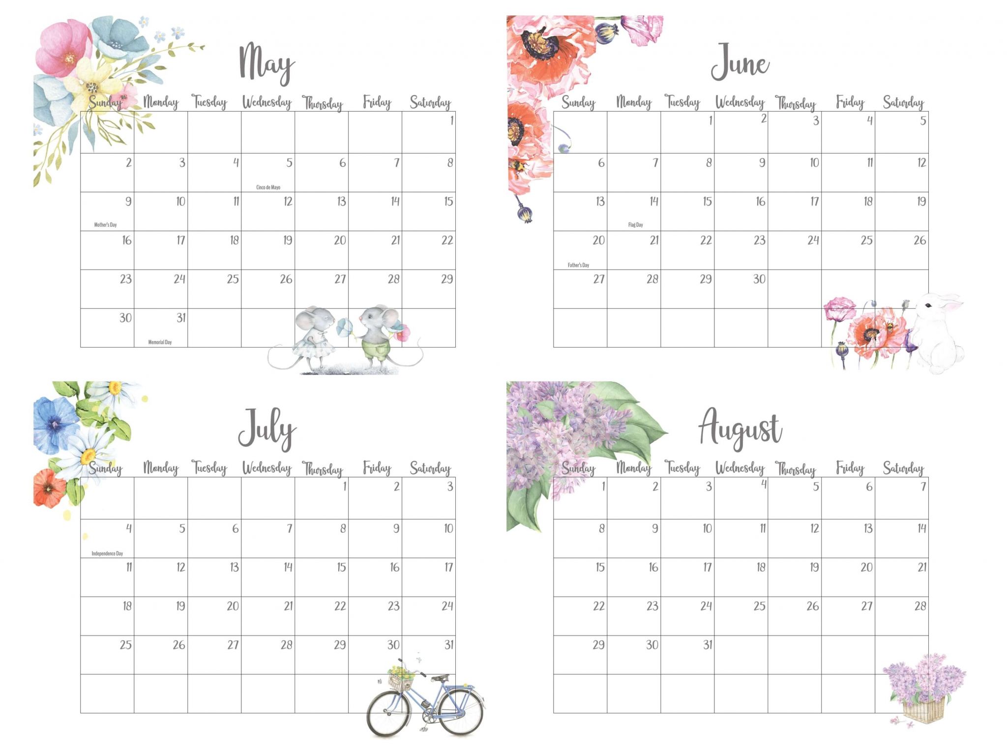 may to august 2021 calendar