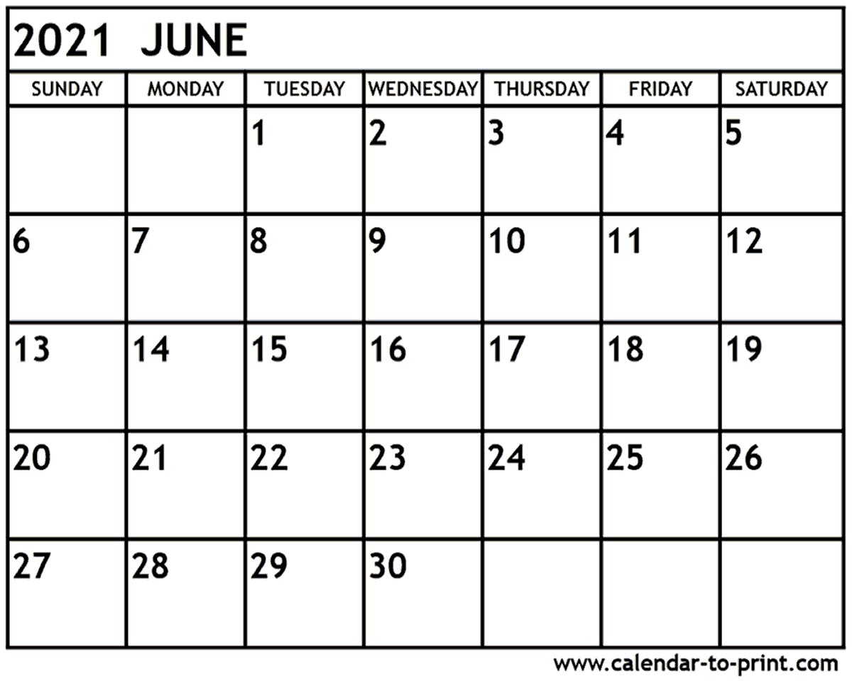 Printable Apr to Jun 2021 Calendar June 2021 Calendar Printable