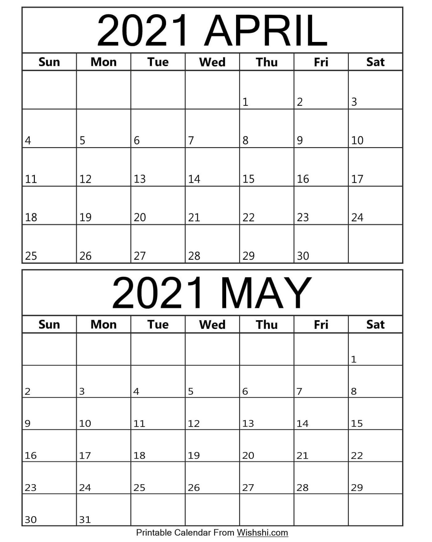 april may 2021 calendar