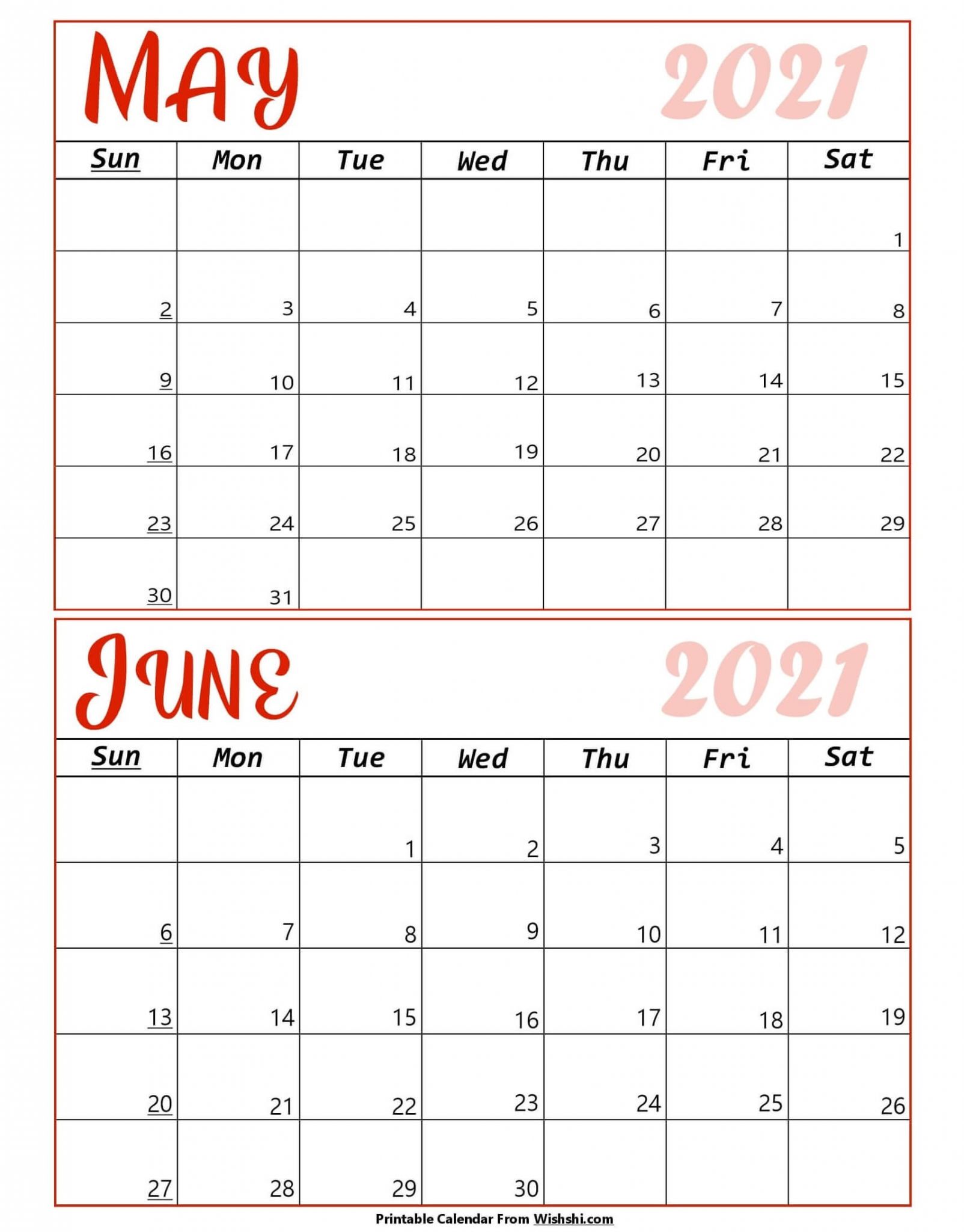 may june 2021 calendar
