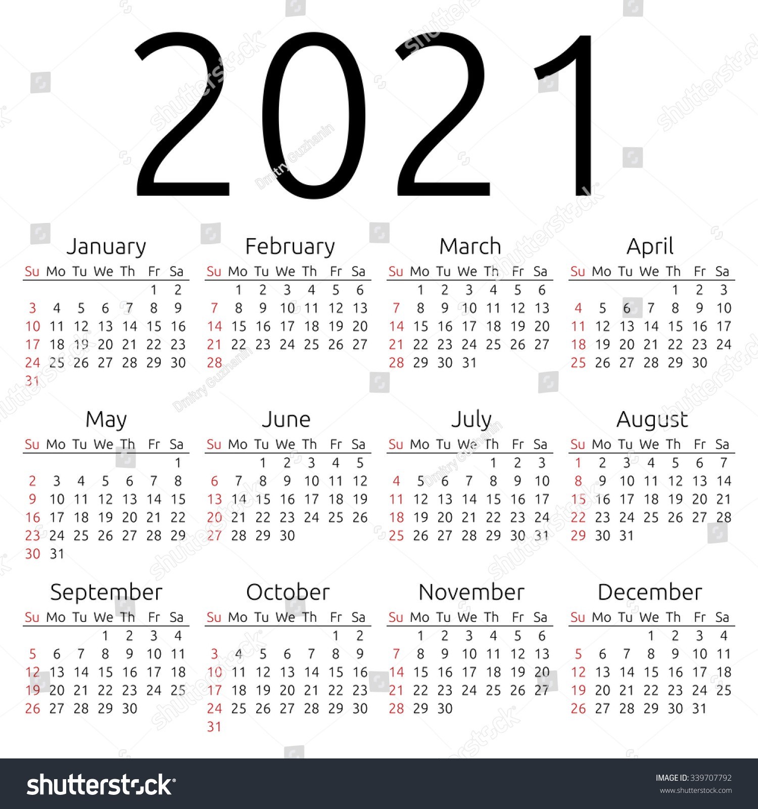 monday to sunday calendar 2021 full months