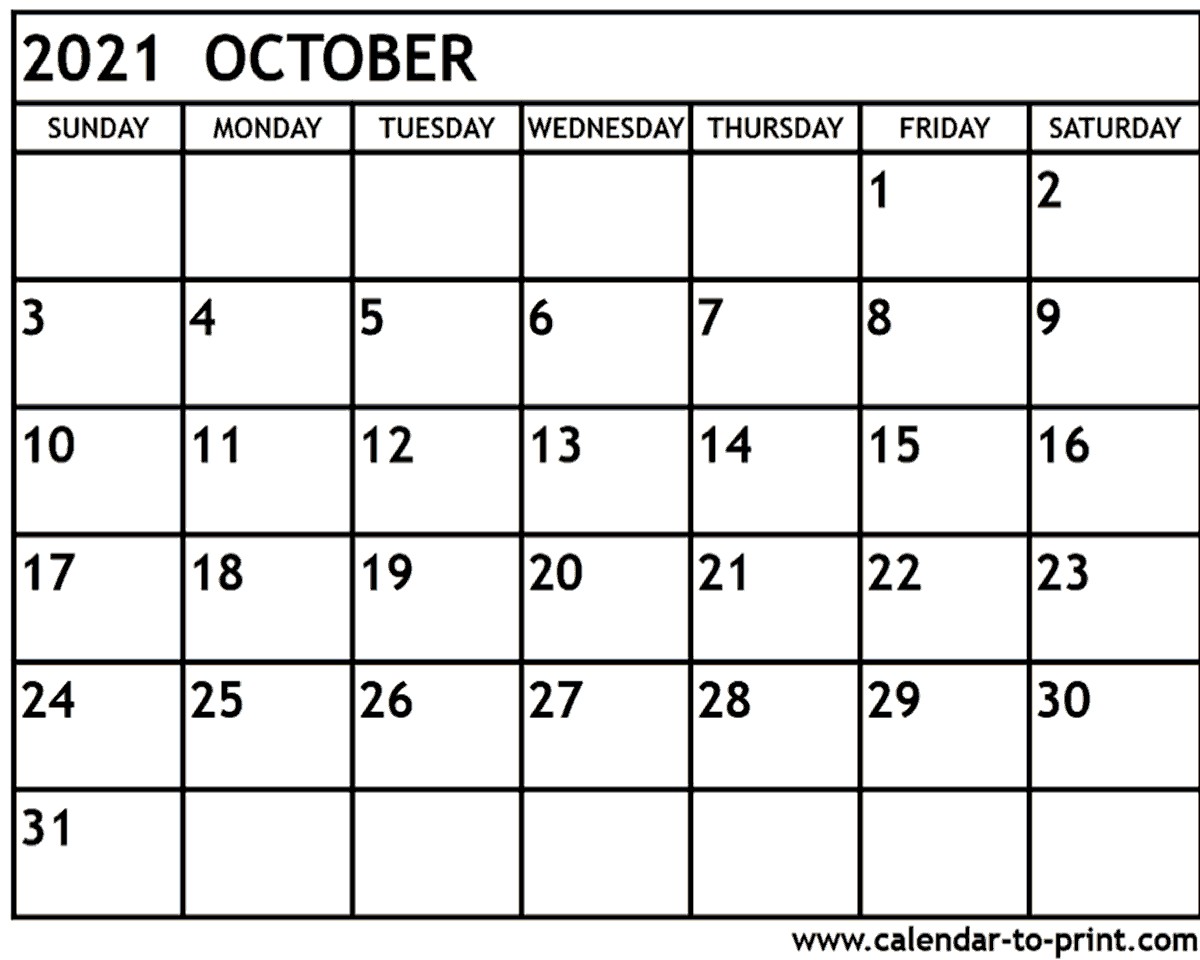 october 2021 calendar
