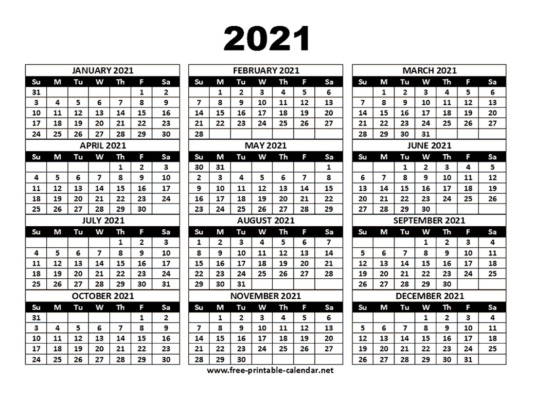 Print Calendar Year 2021 Download 2021 Calendar Template Download Printable Templates