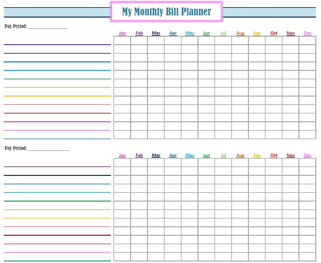 free printable monthly bill tracker