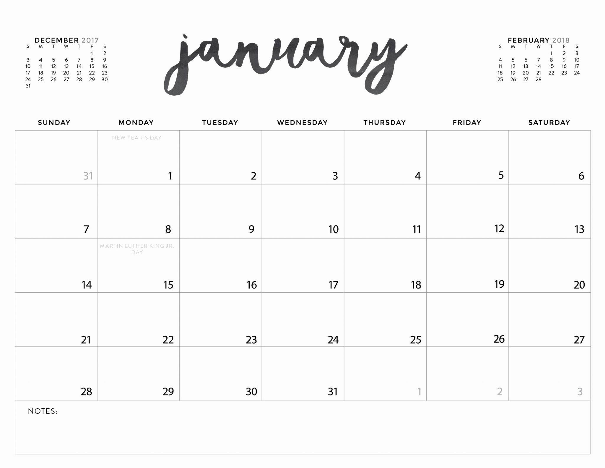free printable calendar without