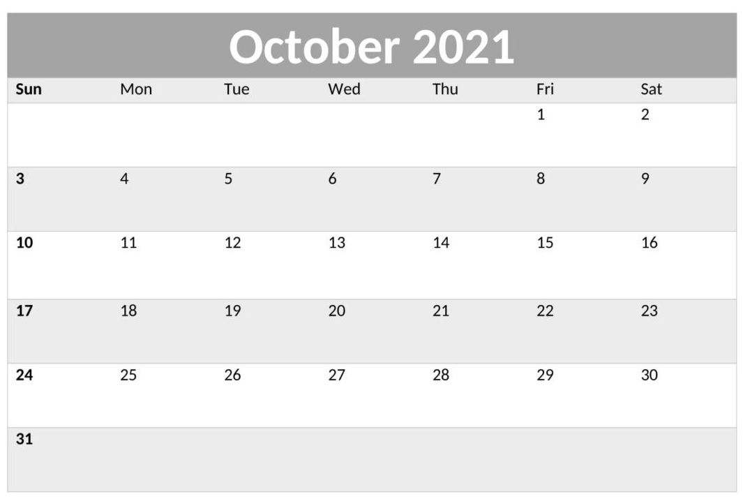 Free October 2021 Calendar